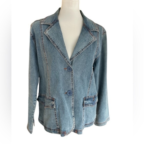Bill Blass Stretch blazer jean jacket - Picture 1 of 10